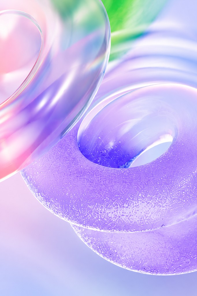 Abstract lavender compliance visualization with flowing torus shapes