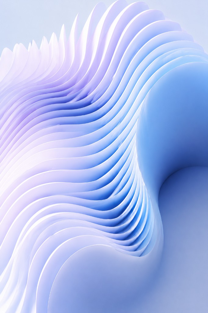 Abstract blue and lavender identity visualization with layered curves