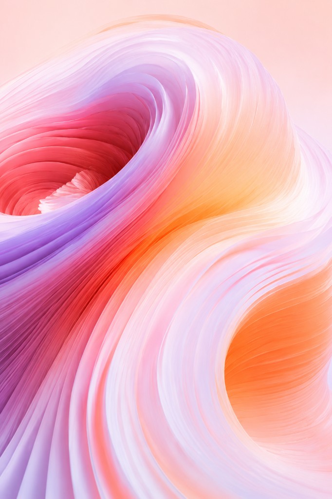 Abstract orange and pink risk visualization with flowing wave forms