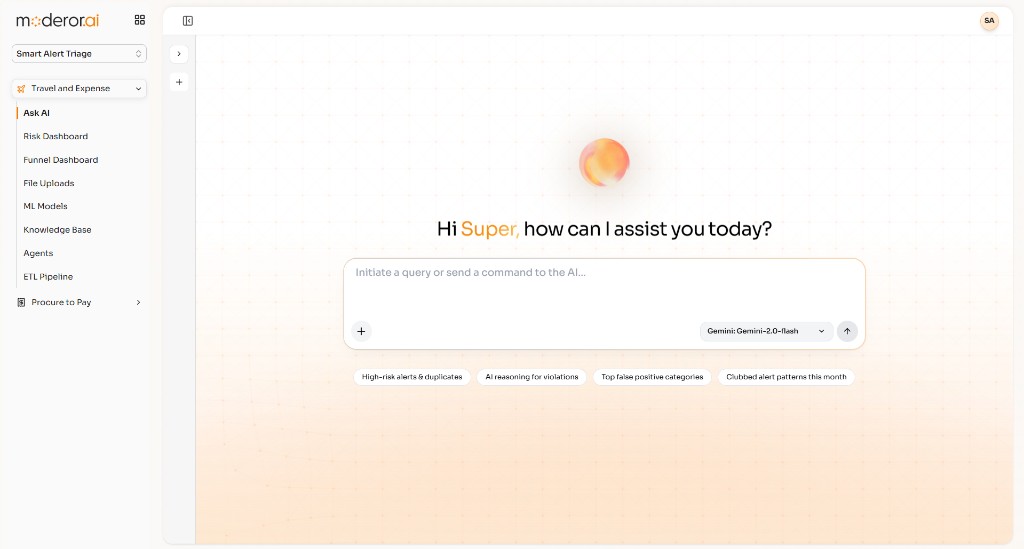 Smart Alert Triage Ask AI welcome screen with prompt suggestions for alert investigation